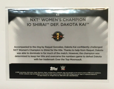Io Shirai NXT Champion WWE NXT Topps 2021 Womens Division