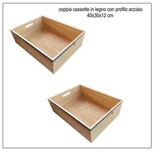 set 2 cassette in legno con manici vassoio alto casse portaoggetti portalavoro