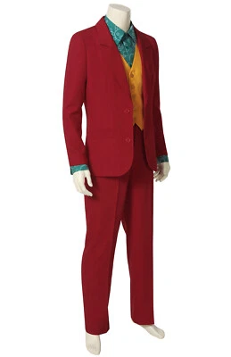 Mens Burgundy Suit 2019 Deluxe Adult Halloween Clown Costume Joker Fancy Dress - Image 1 of 4