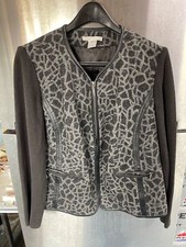 Peter Nygard Womens OX Animal Print Cardigan Sweater Jacket With Zipper & Pocket