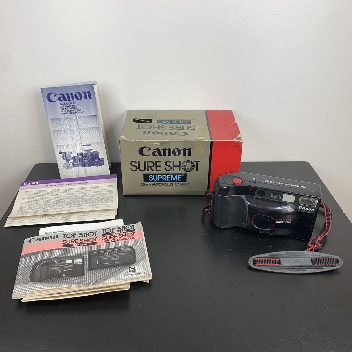 Canon Sure Shot Supreme Auto Boy w/ Box Strap Manuals TESTED