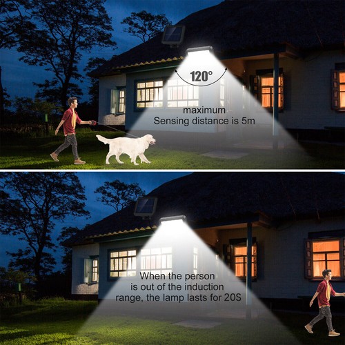 Solar Power PIR Motion Sensor Wall Light LED Outdoor Garden Security Flood Lamp - Picture 5 of 36