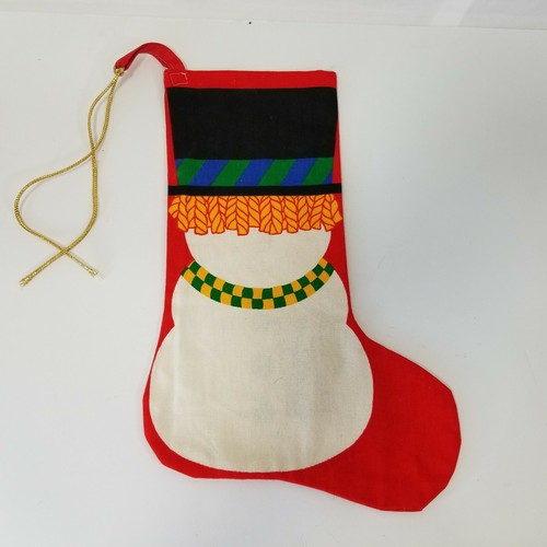 Vintage Finished Snowman Stocking From Fabric Panel Completed - Picture 8 of 9
