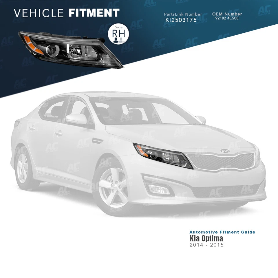 Conjunto de faros TYC lado derecho del pasajero para Kia Optima 2014-2015 Foto 2 de 3