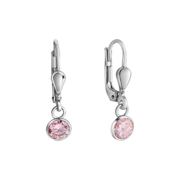 OhrhäNger Ohrring 925 Sterling Silber Glanz Poliert Rhodiniert Zirkonia Pink V-image