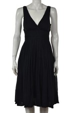 Marc Jacobs Womens Dress Size 0 Navy Blue Sheath Empire Waist Below Knee Cotton