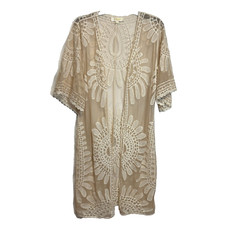 Rebellion Again Sheer Lace Duster / CoverUp Cardigan Small Layering Boho Hippie