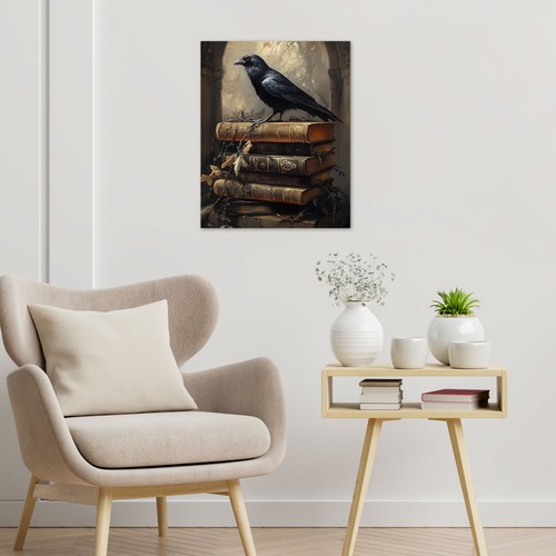 Scary Gothic Black Halloween Crow Abstract Wall Art for Bathroom Living Room - Picture 14 of 15
