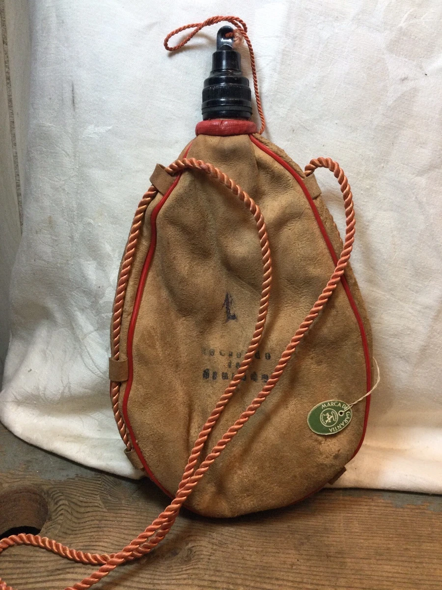 Vintage Spanish Leather Boto Bag Wine Water Pouch By Marca De