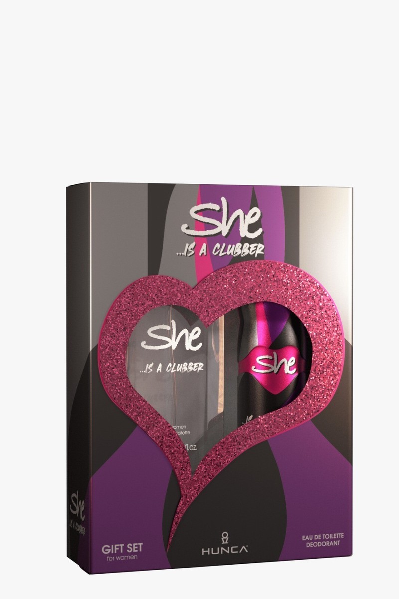 She Clubber by Hunca Woman Perfume Set Edt 50 ml+150 ml Deodorant,Free  Delivery