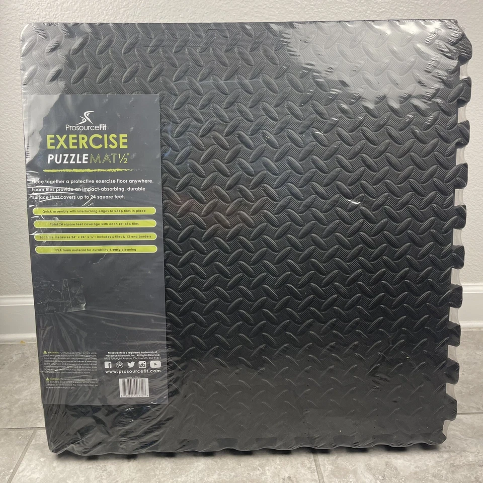 ProsourceFit Exercise Puzzle Mat ½ inch, 24 SQ FT 6 Tiles, EVA Foam Interlocking - Image 2 of 4
