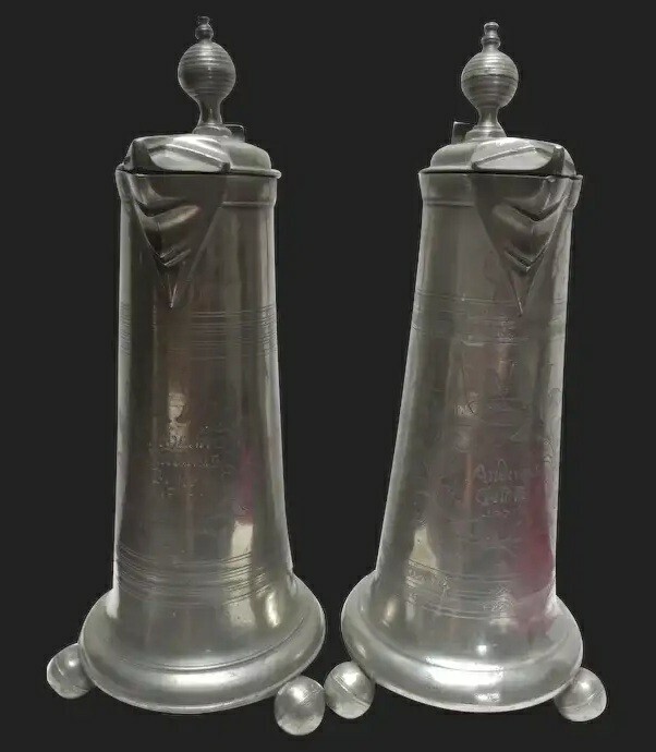 18th Century Austro-Hungarian Pewter Flagon Tankard Pitchers