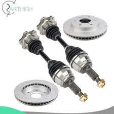 For Chevy Silverado GMC Sierra 1500 Front CV Axle w/ Brake Discs Rotors 1999-06