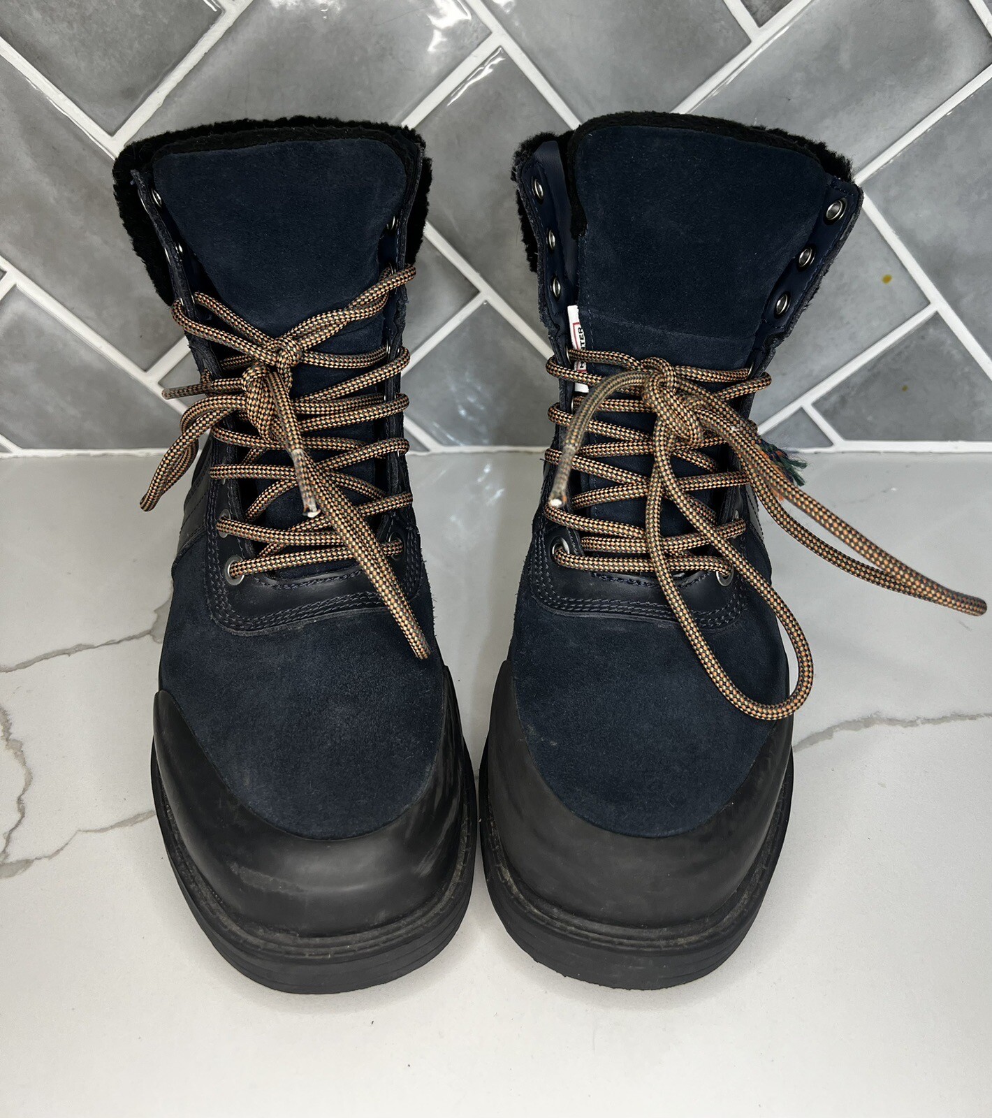 HUNTER Women's Commando Insulated Leather Boots Navy… Gem