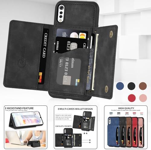 Shockproof Wallet Phone Case for LG Velvet 5G Verizon T-Mobile with Card Slots