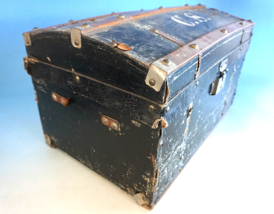 Vintage Truhe Kiste Reisetruhe Paul Burckhardt Stuttgart um 1900 (F025-498) - Bild 2 von 4