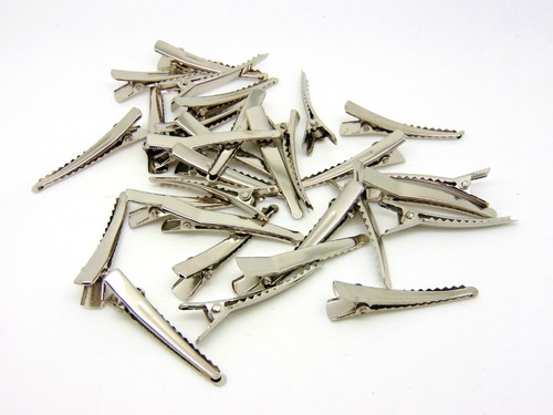 Curved Alligator Hair Clips 45mm Silver Metal Crocodile Clips Bows Barette A137 - Picture 6 of 6