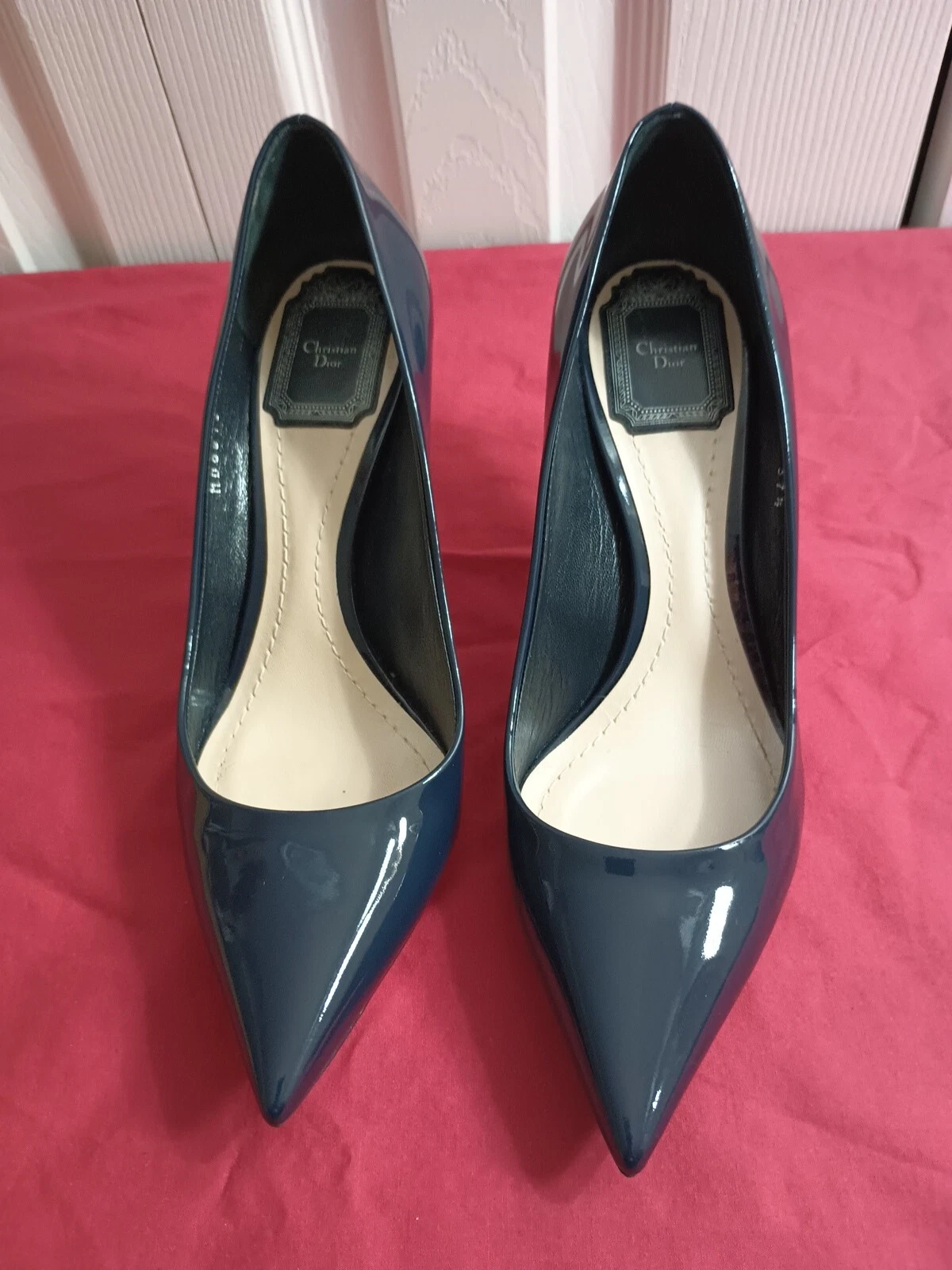 Talons bout pointu bleu métallisé Christian Dior 37,5 NEUF