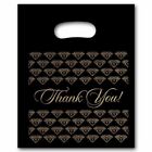 Medium Black Thank You Merchandise Plastic Retail Handle Bags 9" x 11" Tall