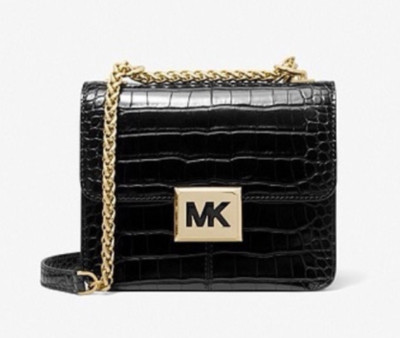 large kensington croc embossed leather shoulder bolsa