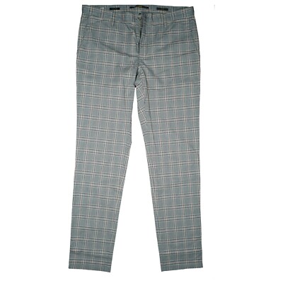 ALBERTO Rob Herren Chino Stoff Hose Stretch slim fit M W35 L34 Grau kariert dünn
