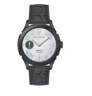 Cavadini Herren Handaufzug UNITAS ETA-6497 swiss made Edelstahl schwarz CV-1301