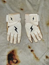 Bruce Bolt Men s Long Cuff Gold Palm Batting Gloves Color: White Size: S