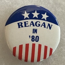 Reagan in ?80  1 1/2? pinback button pin