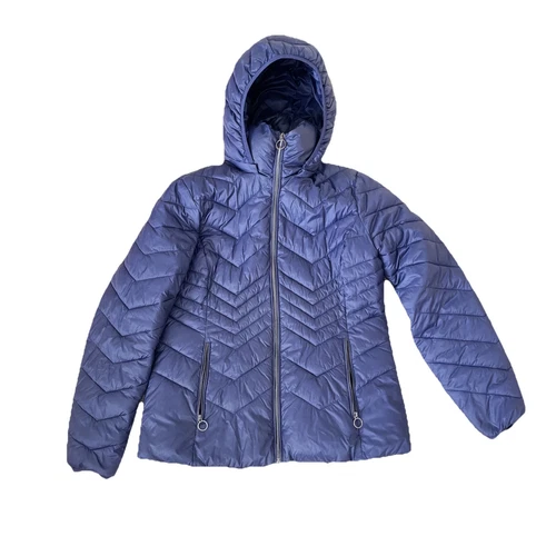 MICHAEL KORS Cappotto Giacca Donna Trapuntato Imbottito con Cappuccio Imbottitura Navy M