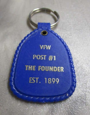 Vintage Blue Plastic Keychain - VFW POST #1 - EST 1899 - DENVER COLORADO