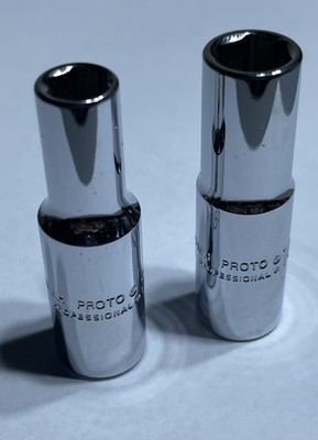 Lot of 2 Proto 8mm 5008MH & 10mm 5010MH 6 Point 3/8  Drive Chrome Sockets USA