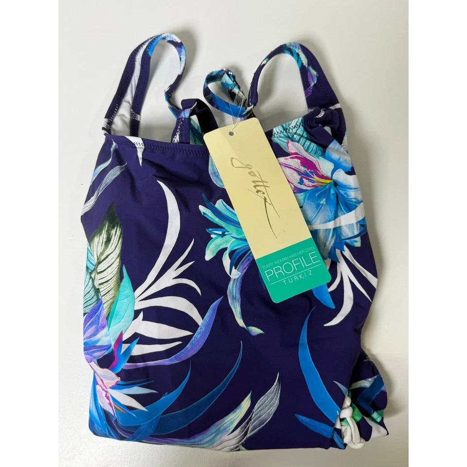 Traje de baño Gottex Profile Turkiz de una pieza para mujer púrpura floral talla 12 nuevo con etiquetas Foto 3 de 4