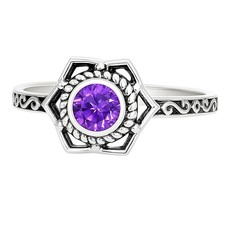 Natural Amethyst - Brazil 925 Sterling Silver Ring s.7 Jewelry R-1744