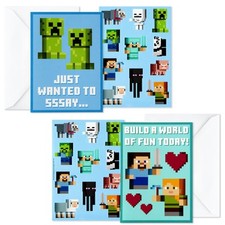 Hallmark Kids Minecraft Valentines Day Cards and Stickers Assortment 24