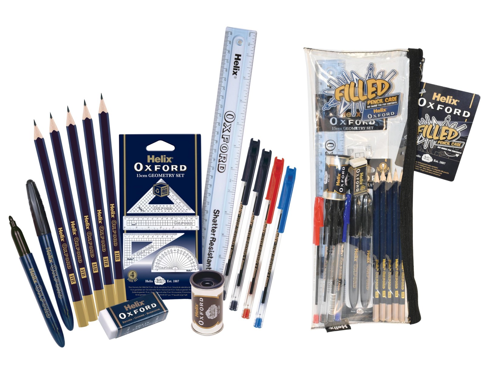 Helix Oxford Complete Stationery Set in 13.5 inch inches, Multicolor