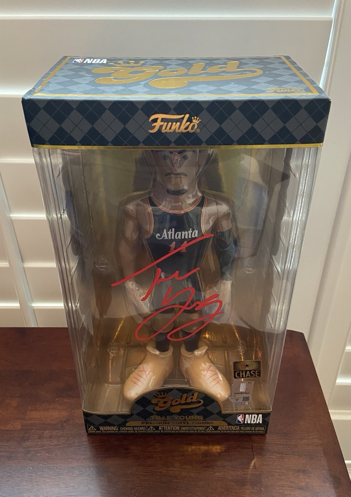 Trae Young Autographed 12” Funko Gold *RARE CHASE VARIANT* Fanatics Authentic