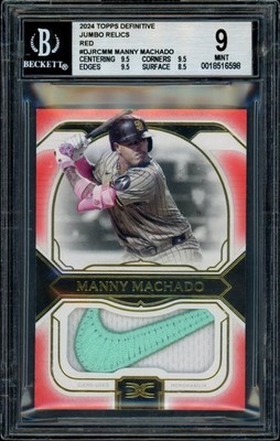 2024 Topps Definitive Jumbo Relic Nike Swoosh Manny Machado Red 1/1 BGS 9