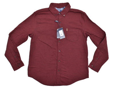 Chaps Mens L Stretch Flannel Long Sleeve Button Down Shirt Red Houndstooth NEW