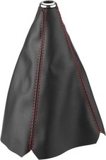PU Leather Shift Boot Cover - Black with Red Stitching, Manual Gear Shifter Gait