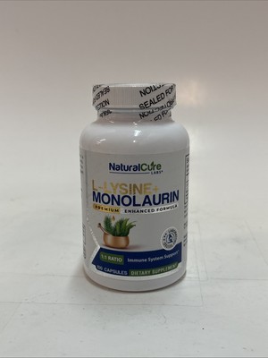 Natural Cure Labs L-Lysine + Monolaurin 600mg 1:1 Ratio - 100 Capsules 