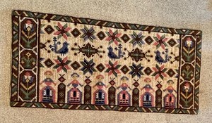 Antique Norwegian Swedish Needlepoint Tapestry Scandinavian Folk Art Norway