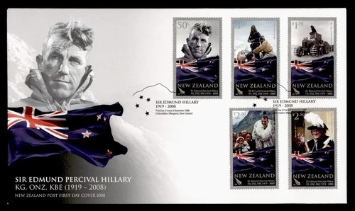 DR WHO 2008 NEW ZEALAND FDC SIR EDMUND PERCIVAL HLLARY COMBO $2.50 R38931