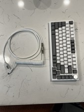 AJAZZ AK820W Mechanical Keyboard White/Gray w/ Custom Coiled Braided USB-C Cable
