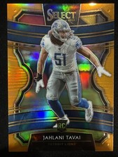 2019 Panini Select Jahlani Tavai No. 69 Orange Prizm #/49 Rookie Card Lions RC. rookie card picture