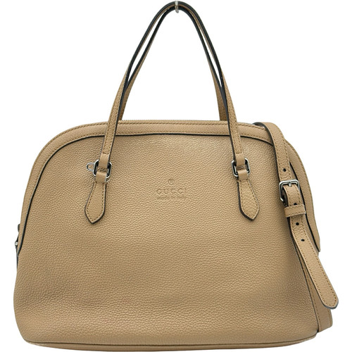 GUCCI 2WAY Leather Handbag Beige Women's Crossbody Bag Excellent Condition