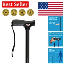 Elegant Soft Grip Walking Cane with Adjustable Height  Wrist Strap - Black