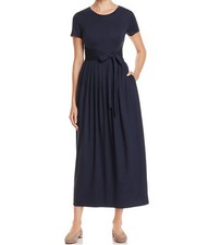 BRAND NEW WEEKEND MAX MARA Rivalta Tied-Waist Pleated Maxi Dress. SIZE 8. Blue