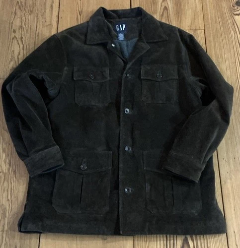 Vtg 90s/Y2K Gap “Blue Label Era” Split-Suede Relaxed-Fit Leather Jacket Mens L video thumbnail