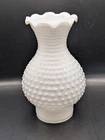 Vtg Hobnail Milk Glass Chimney Hurricane Shade 8" w/ 2-7/8" Fitter Ruffled Rim