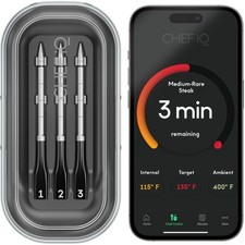 CHEF iQ Sense Smart Wireless Meat Thermometer with 3 Ultra-Thin Probes, Unlim...